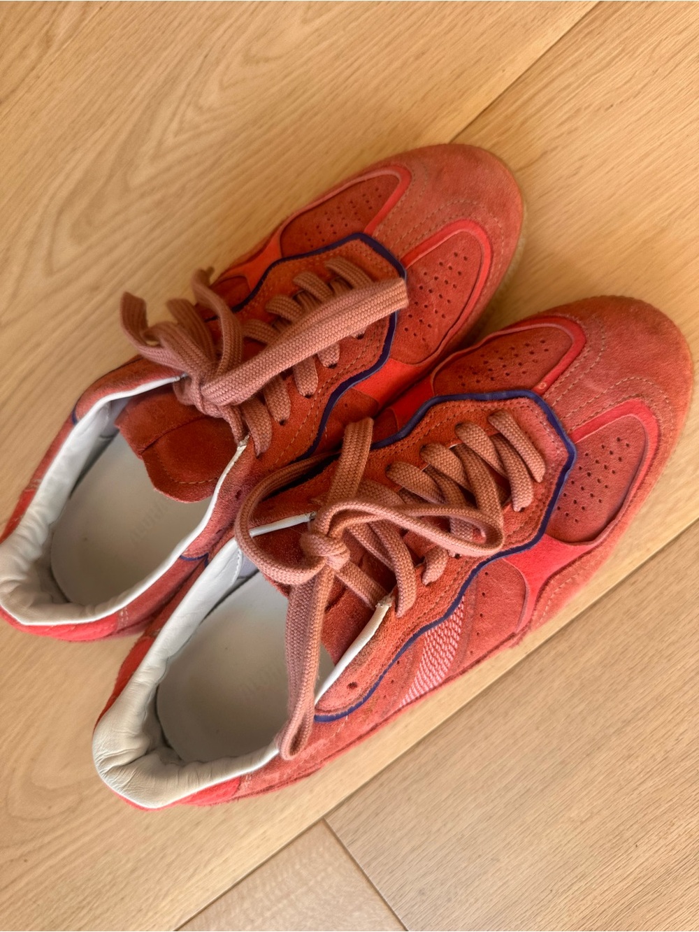 ALOHAS Pink Suede and Mesh Lace-Up Sneakers